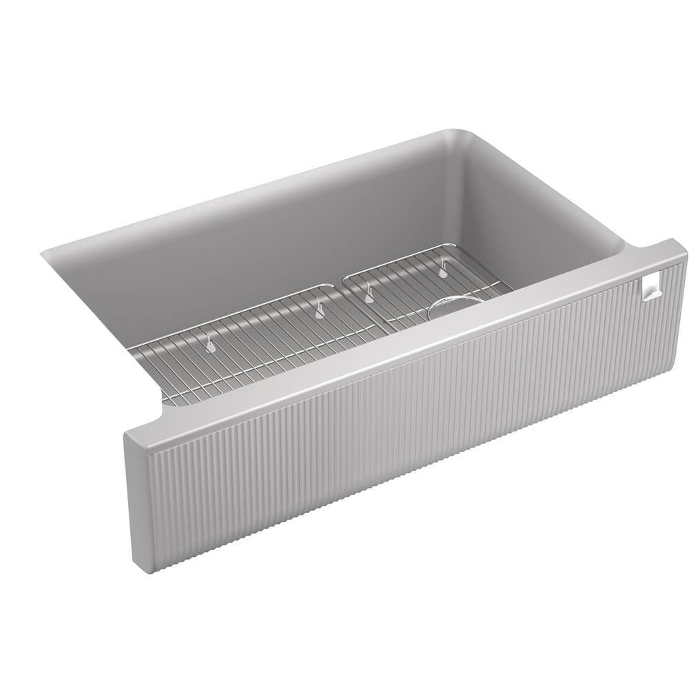 Cairn  34" undermount single-bowl farmhouse kitchen sink with fluted design