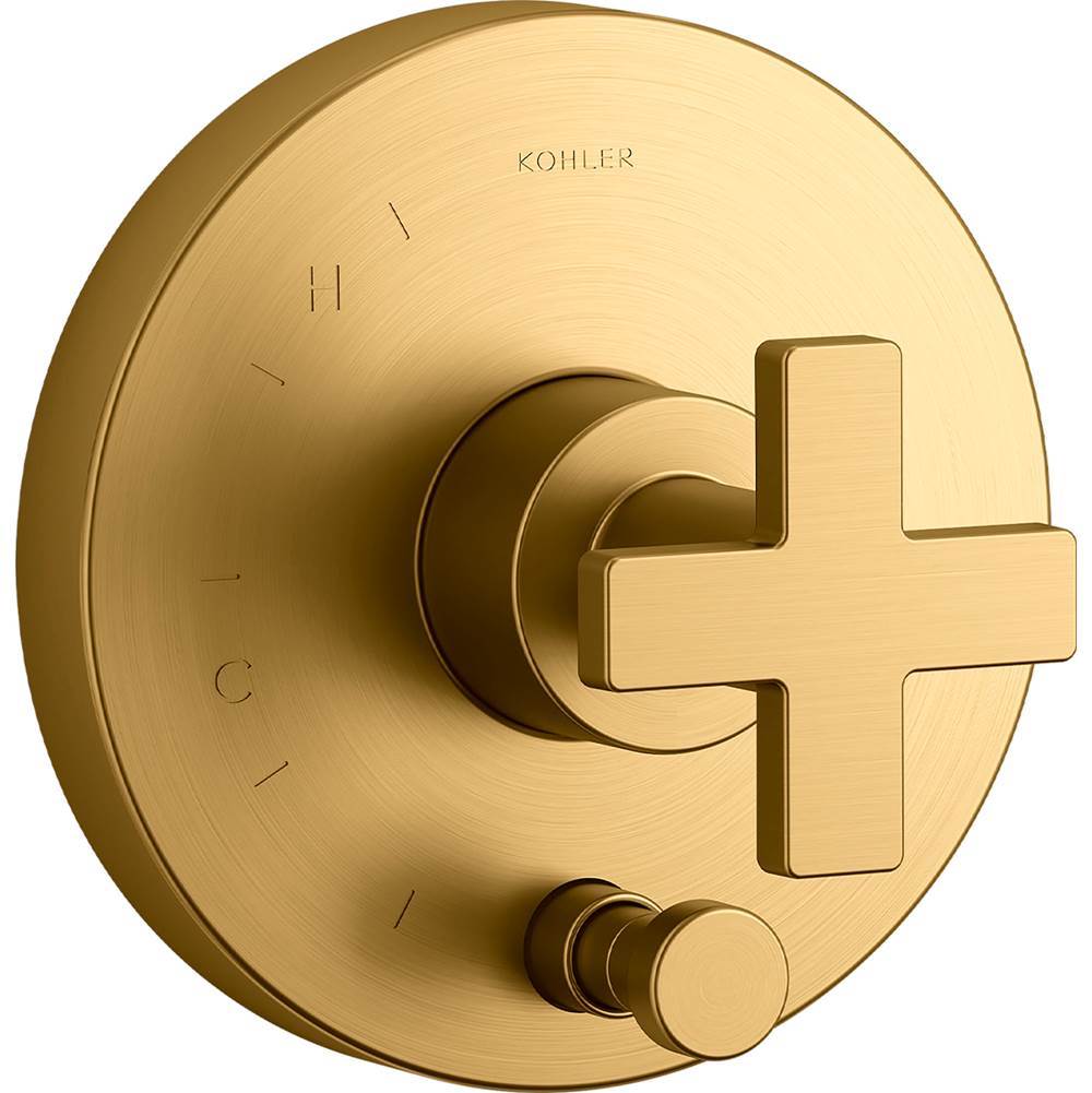 Composed  Rite-Temp  valve trim with push-button diverter and cross handle