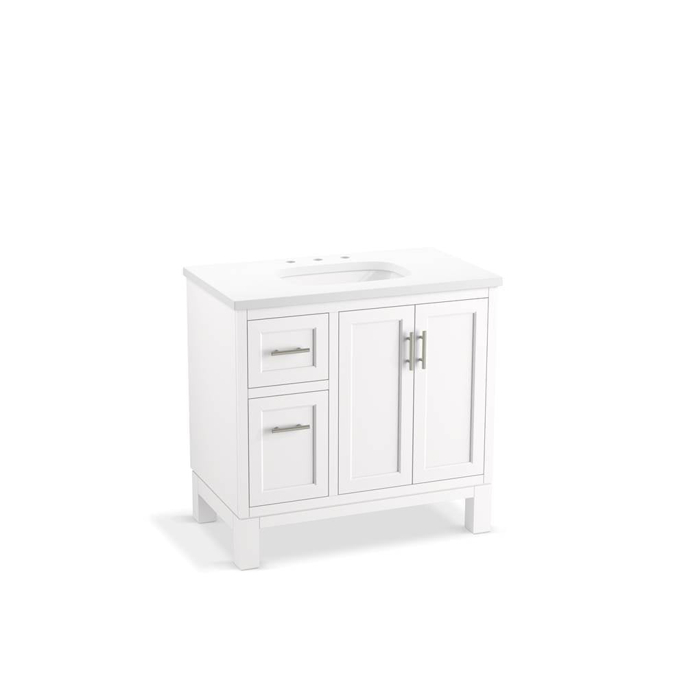 Quo  36" bathroom vanity cabinet with sink and quartz top