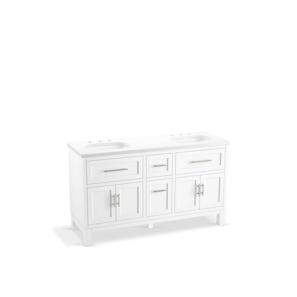 Quo  60" bathroom vanity cabinet with sinks and quartz top