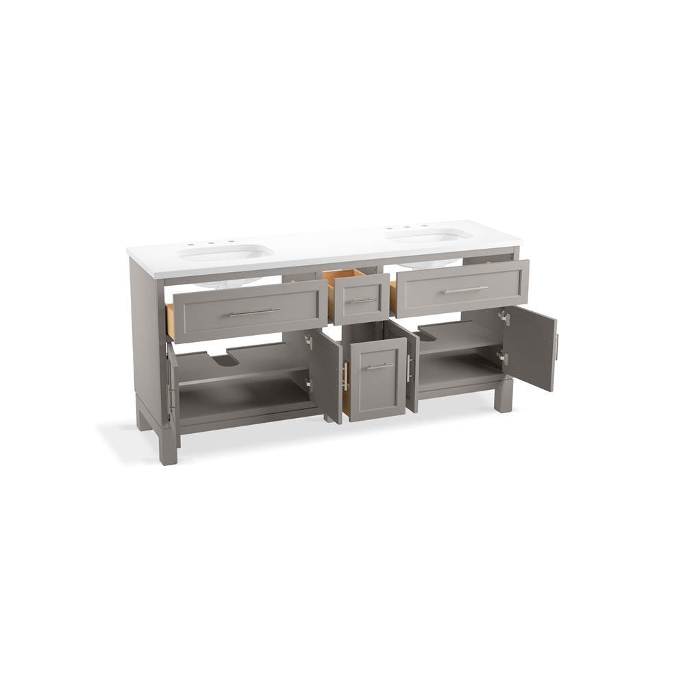Quo  72" bathroom vanity cabinet with sinks and quartz top