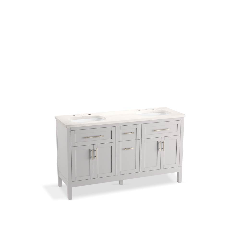 Hadron 60" bathroom vanity cabinet with sinks and quartz top