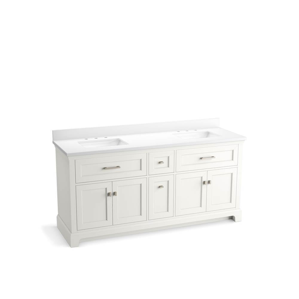 Charlemont 72" bathroom vanity cabinet with sinks and quartz top