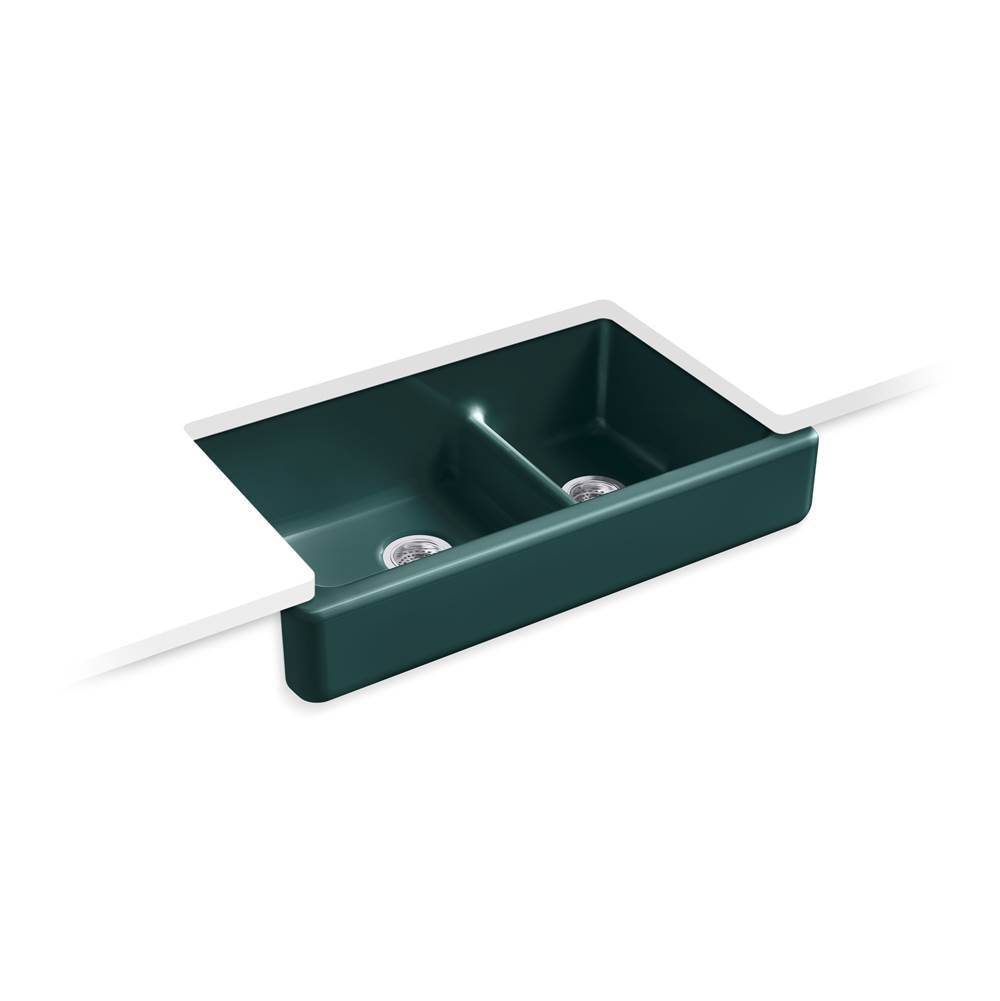 Whitehaven  Smart Divide  35-1/2" undermount double-bowl farmhouse kitchen sink with short apron