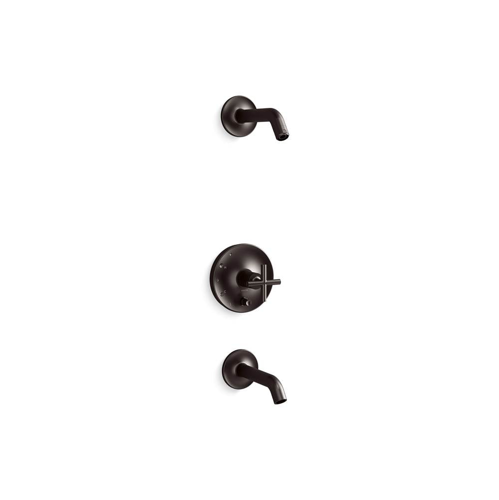 Purist  Rite-Temp  Bath And Shower Trim Kit With Push-Button Diverter And Cross Handle Without Showerhead