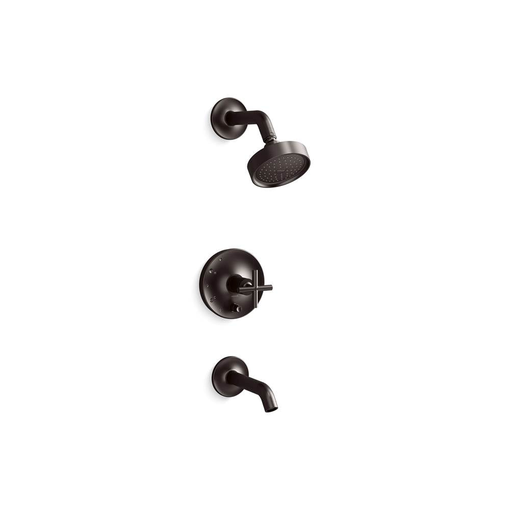 Purist  Rite-Temp  Bath And Shower Trim Kit With Push-Button Diverter And Cross Handle 2.5 GPM