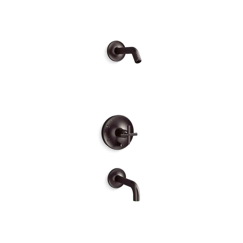 Purist  Rite-Temp  Bath And Shower Trim Kit With Push-Button Diverter And Cross Handle Without Showerhead