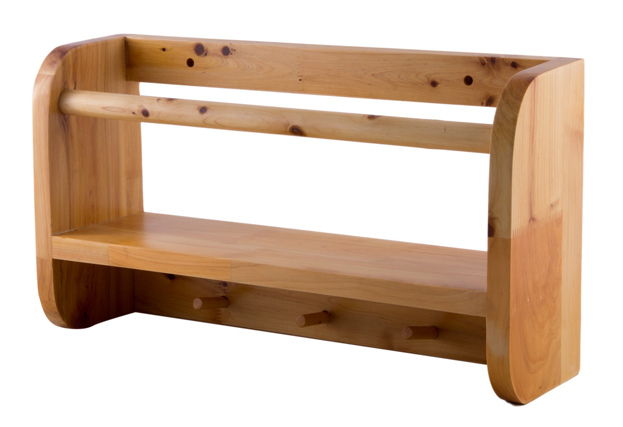 Wooden Shelf & Hooks Bathroom Accessory