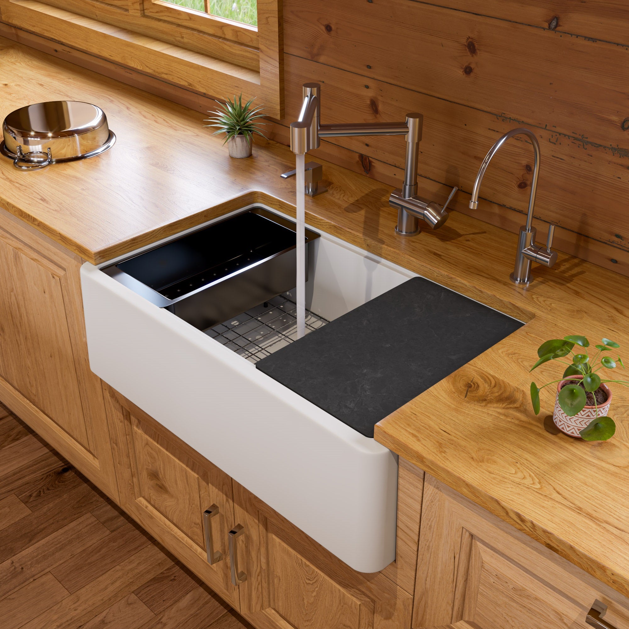 Composite Single Bowl Drop In Farm Sink With Accessories