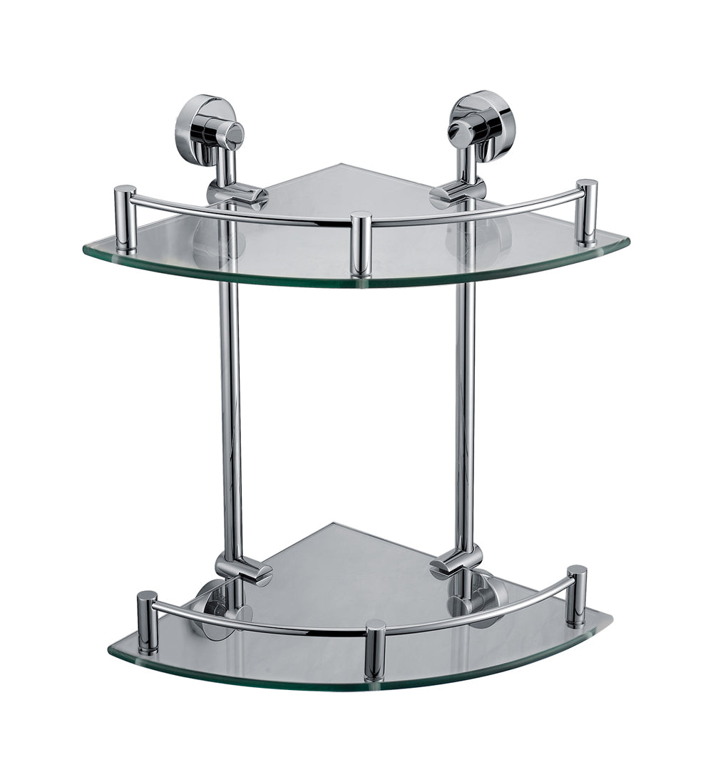 Mounted Double Glass Shower Shelf Bathroom Accessory