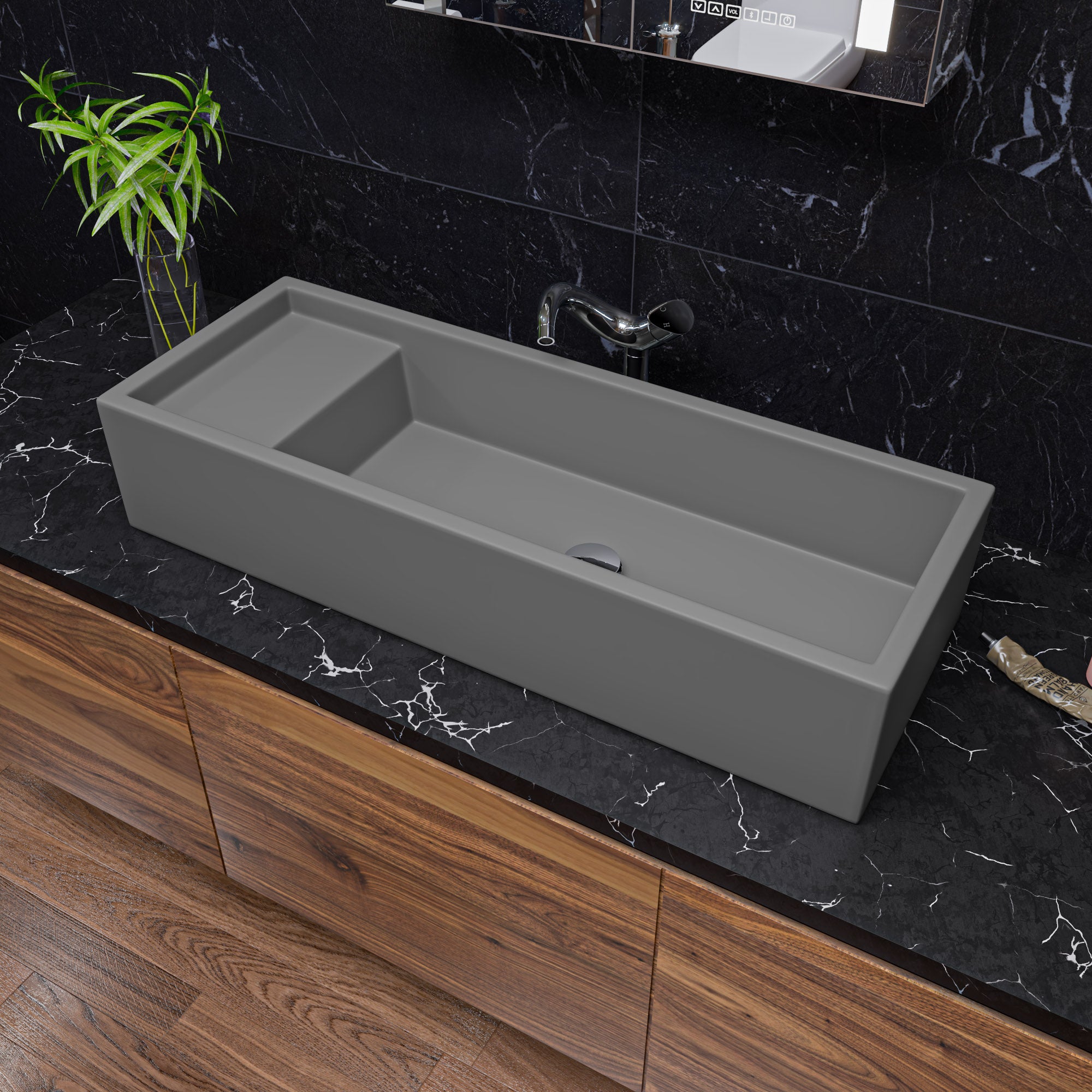 Above Mount Fireclay Bathroom Trough Sink