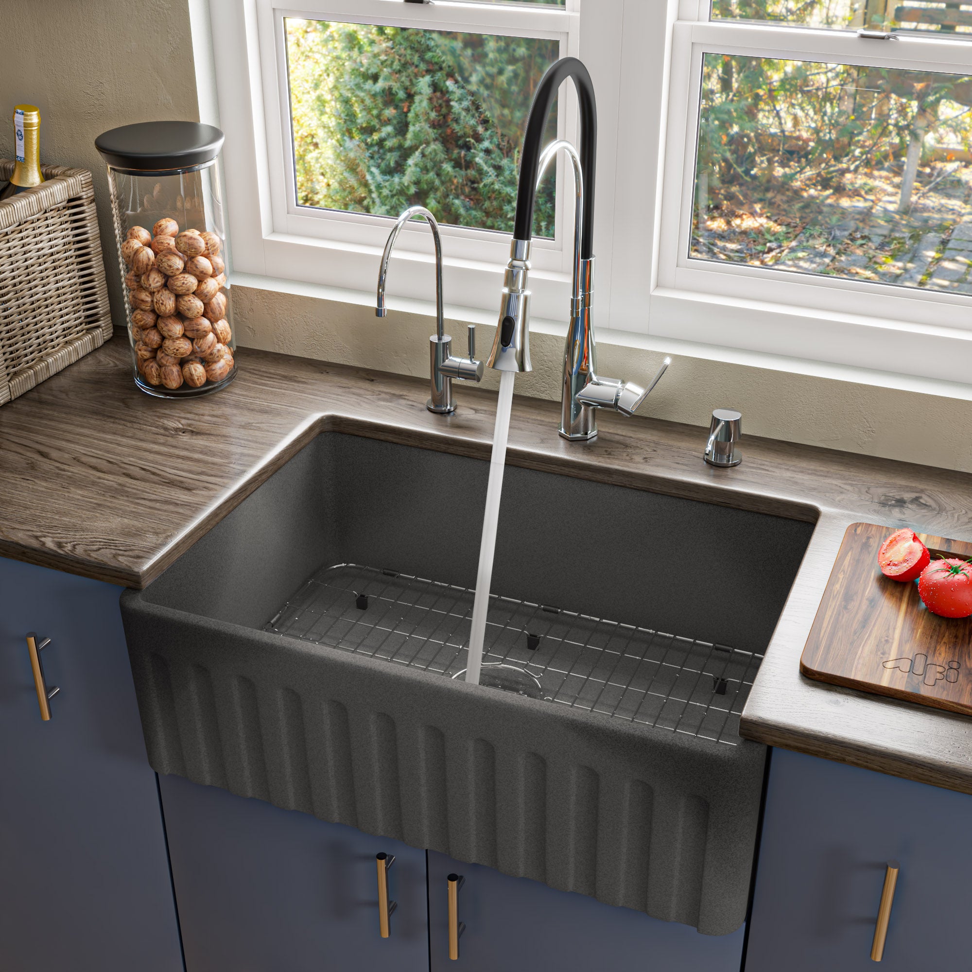 Inch Reversible Single Fireclay Farmhouse Kitchen Sink