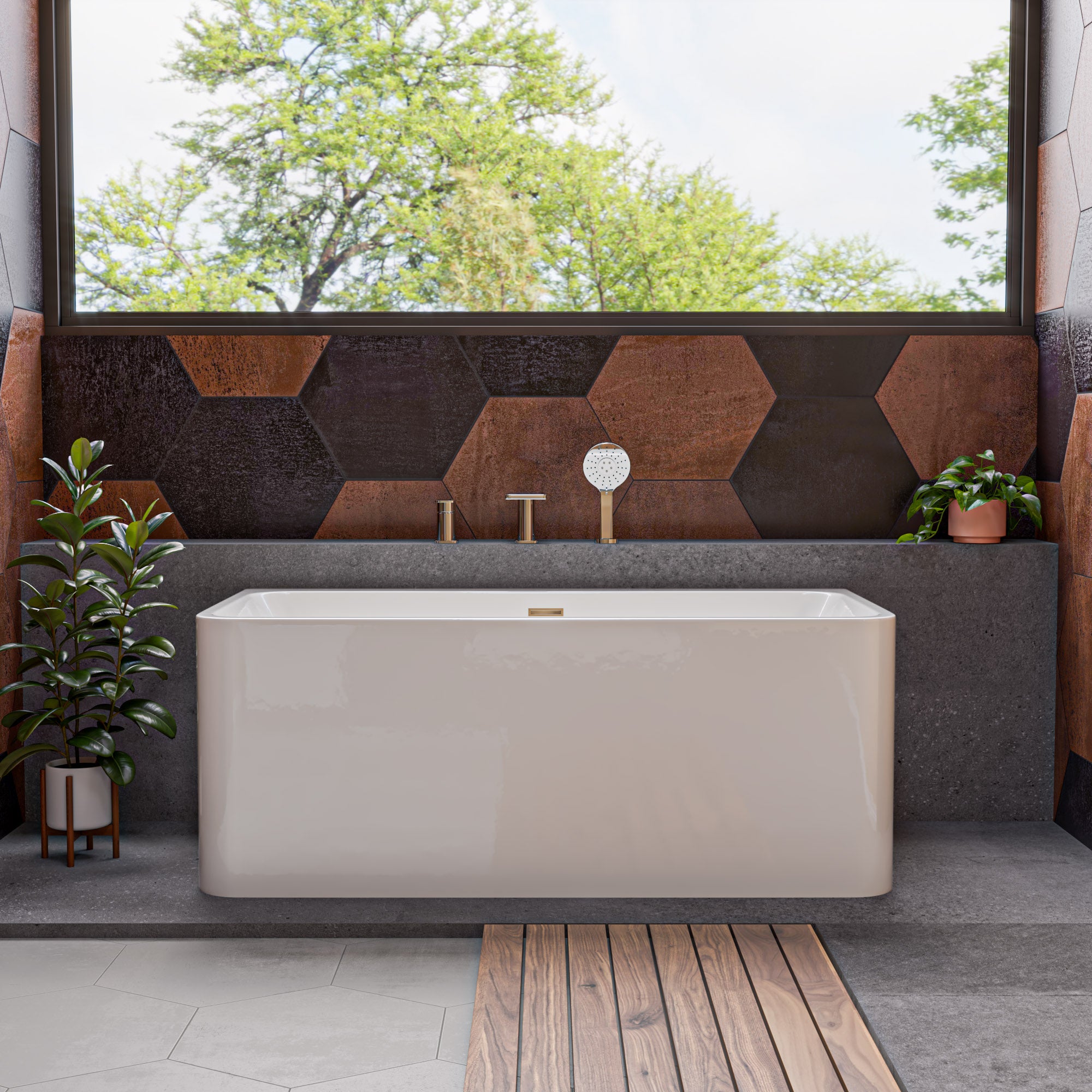 Rectangular Acrylic Free Standing Soaking Bathtub