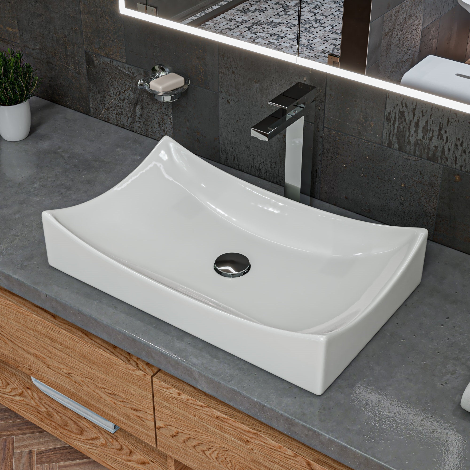 Rectangular Above Mount Ceramic Sink