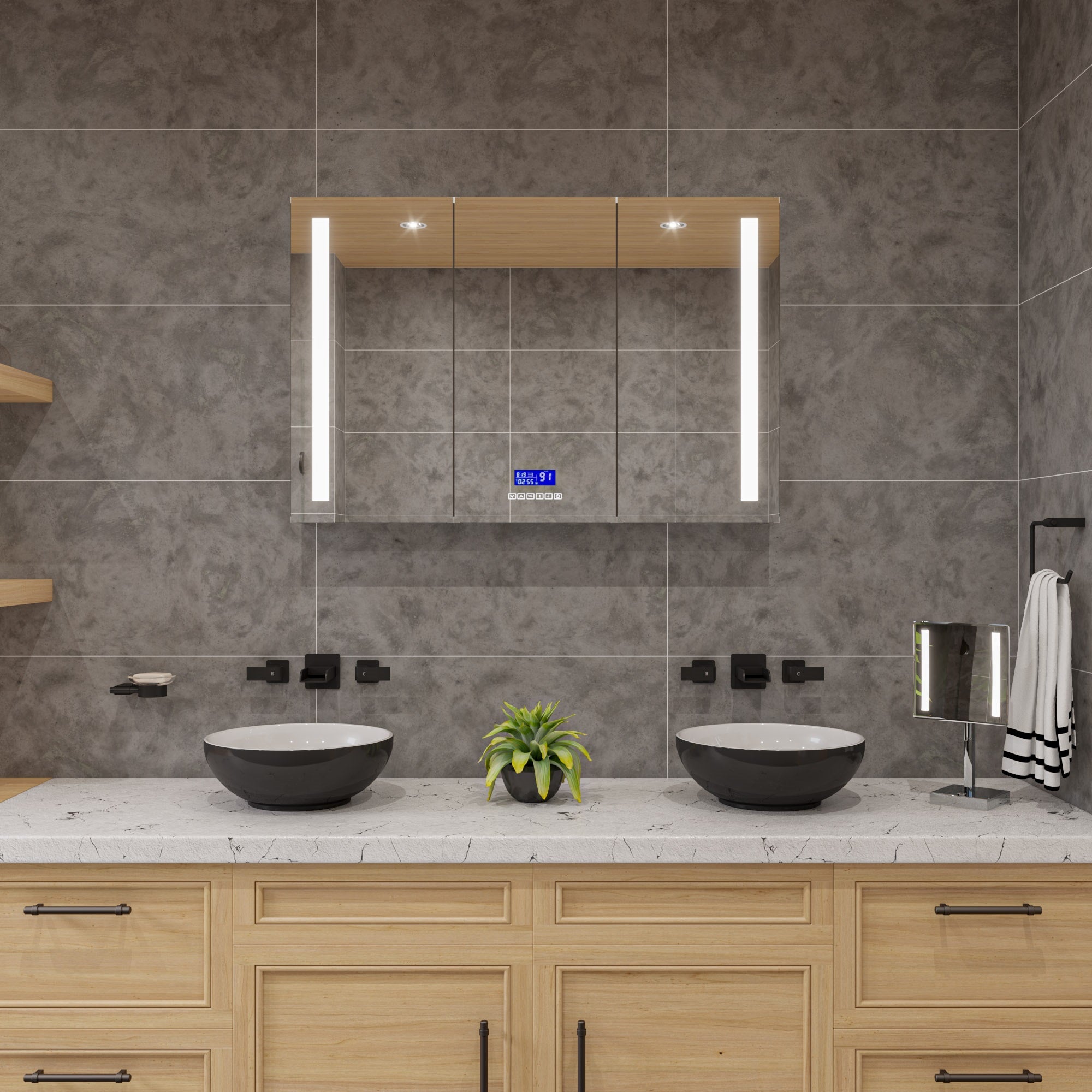 Triple Door Led Light Bluetooth Medicine Cabinet