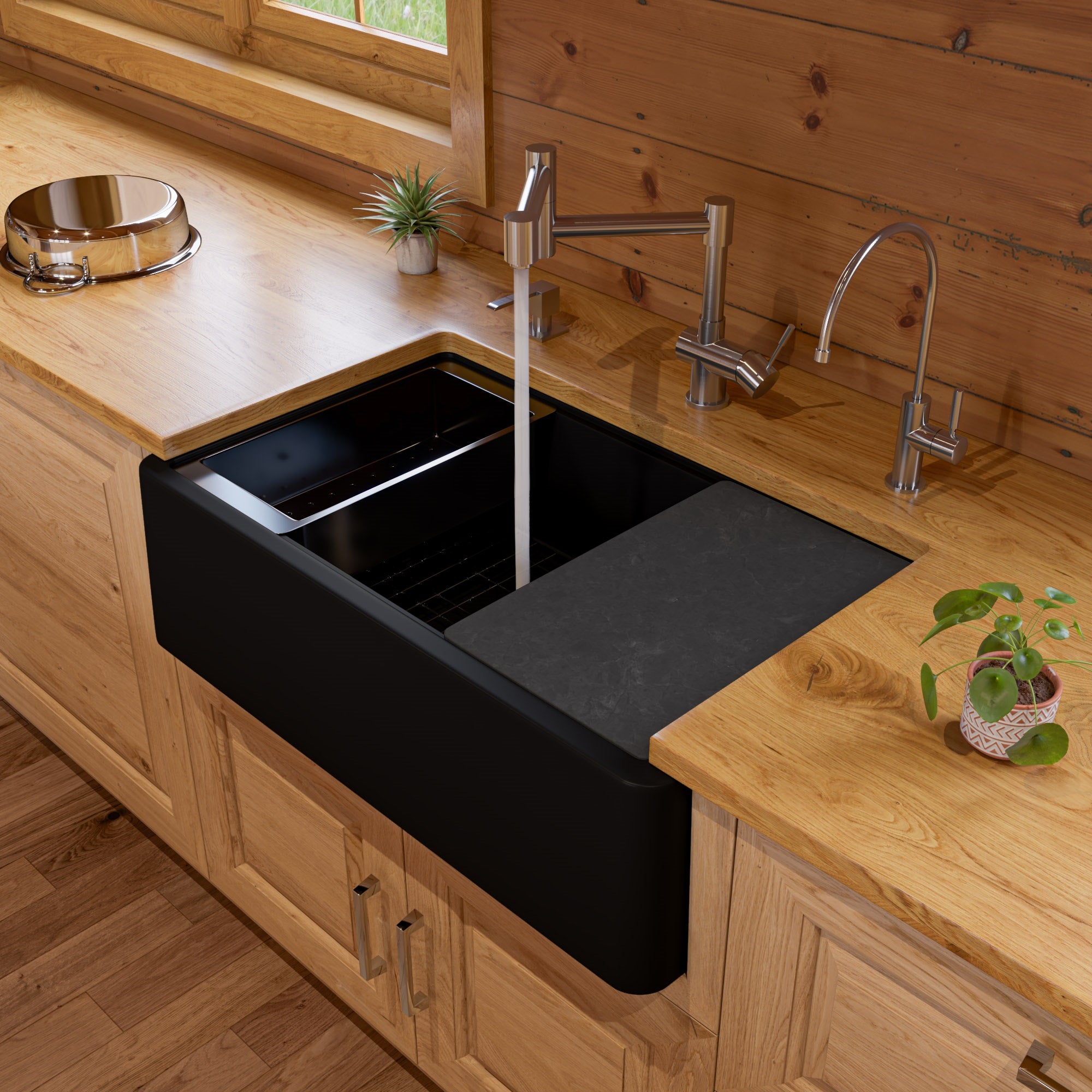 Composite Single Bowl Drop In Farm Sink With Accessories