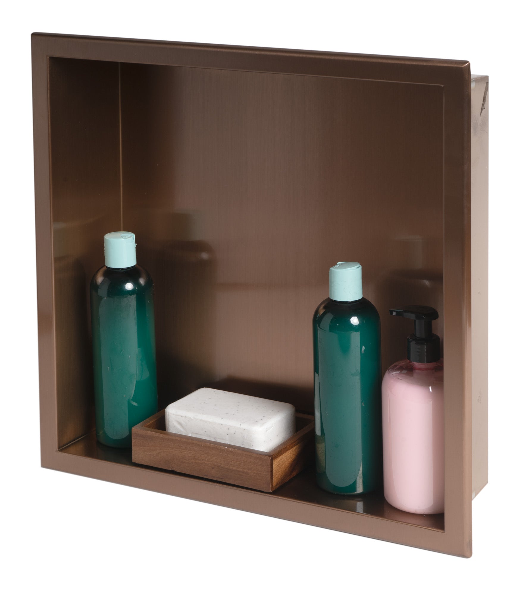 Brushed Copper Pvd Steel Square Single Shelf Shower Niche