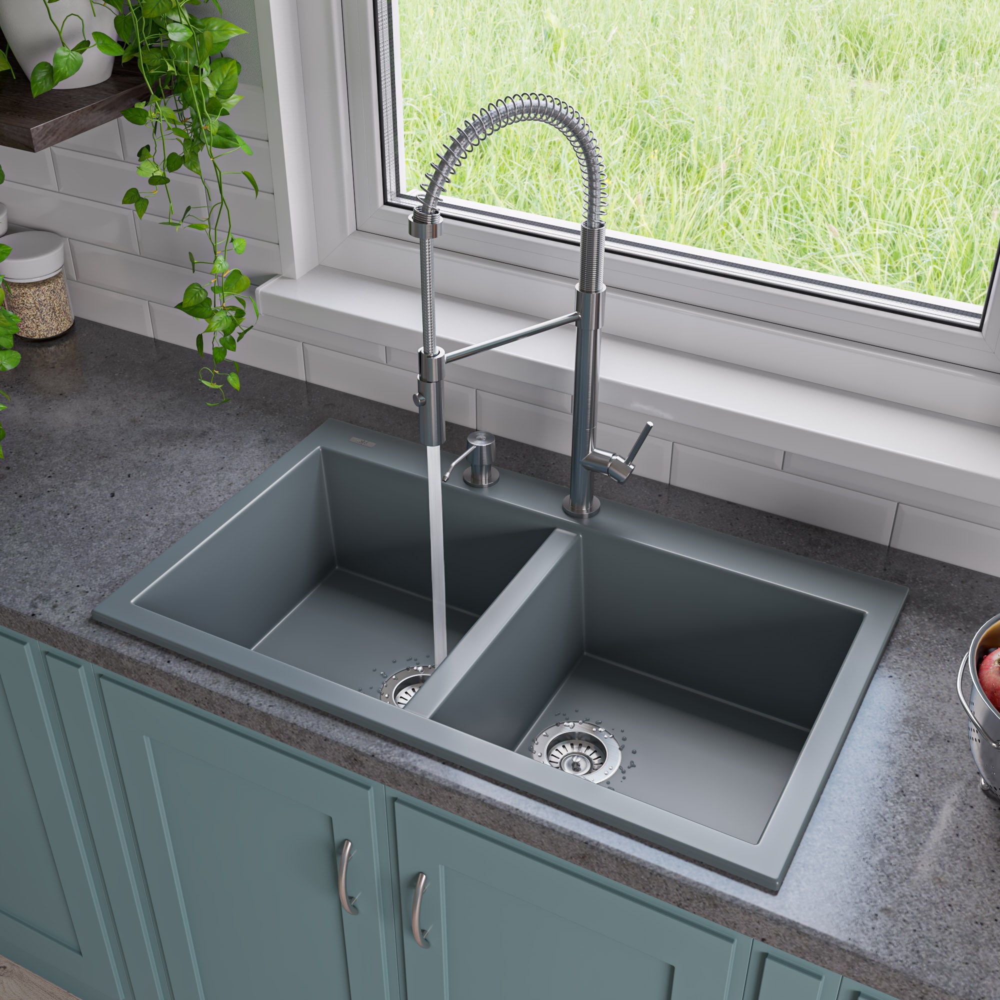 Double Bowl Granite Composite Kitchen Sink