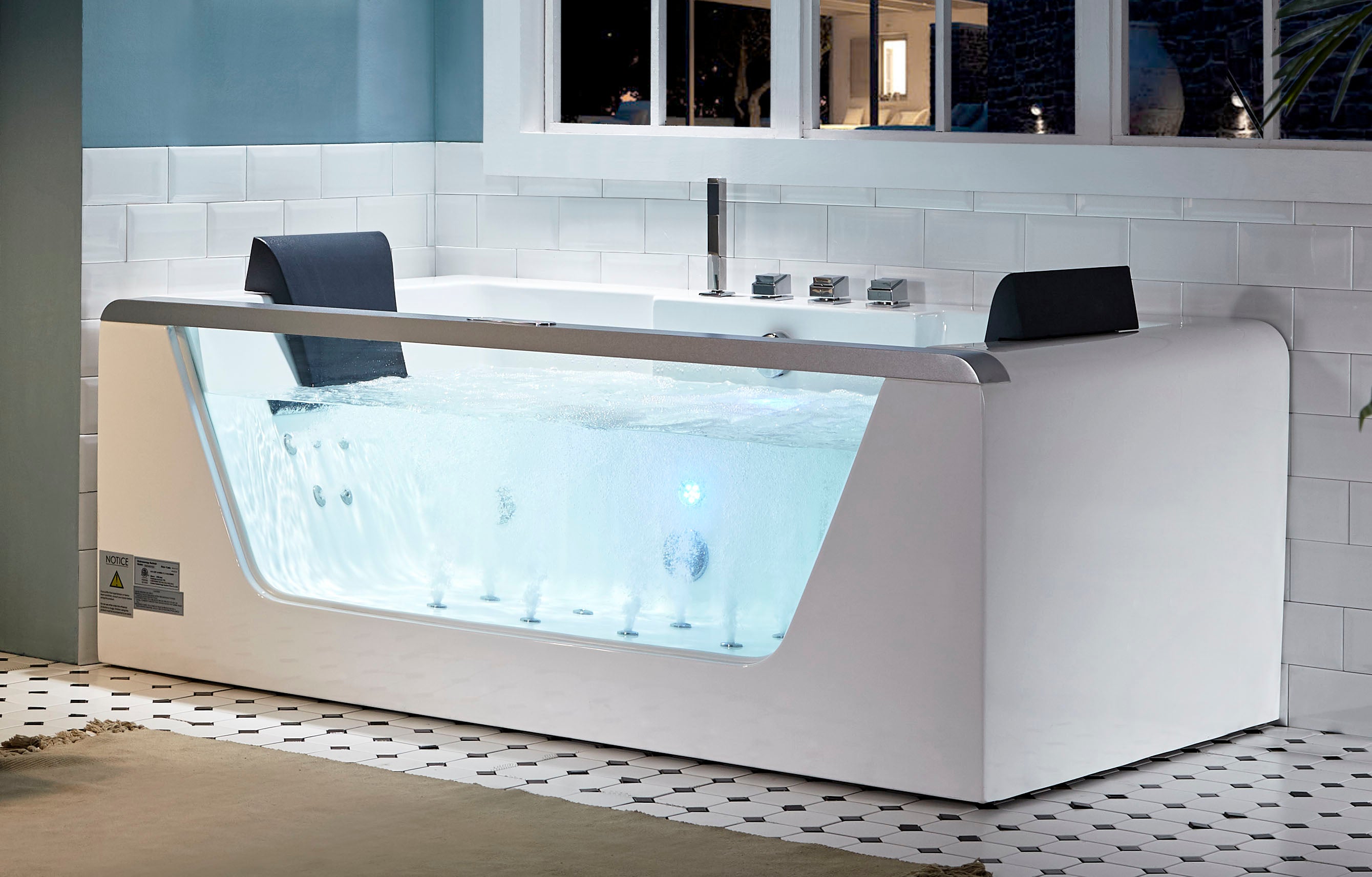 Rectangular Acrylic Whirlpool Bathtub For Two