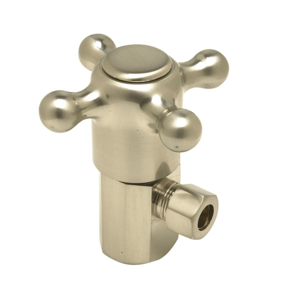 Brass Cross Handle with 1/4 Turn Ceramic Disc Cartridge Valve - Lead Free - Angle (1/2" Female IPS)