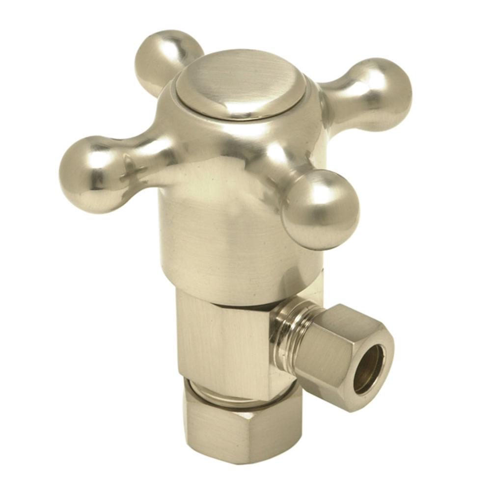 Brass Cross Handle with 1/4 Turn Ceramic Disc Cartridge Valve - Lead Free - Angle (1/2" Compression)