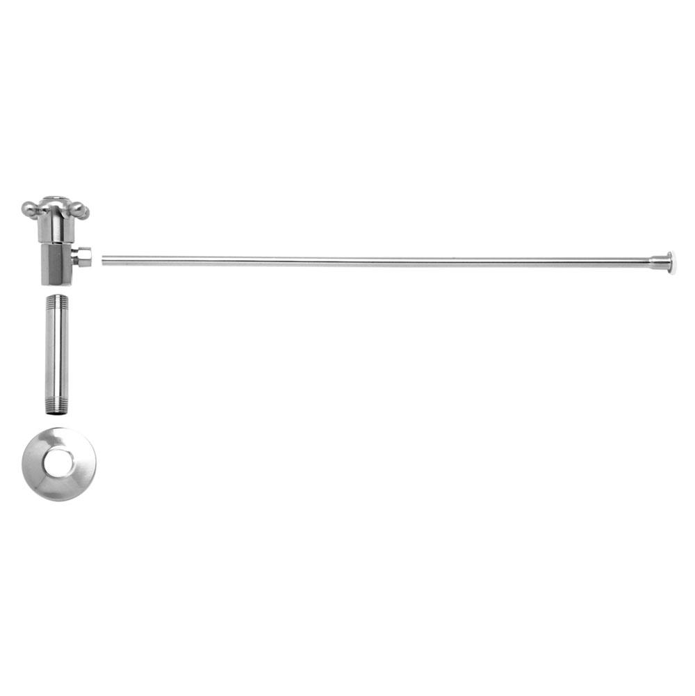 Toilet Supply Kit - Brass Cross Handle with 1/4 Turn Ceramic Disc Cartridge Valve (MT4001X-NL) - Angle, Flat Head Riser