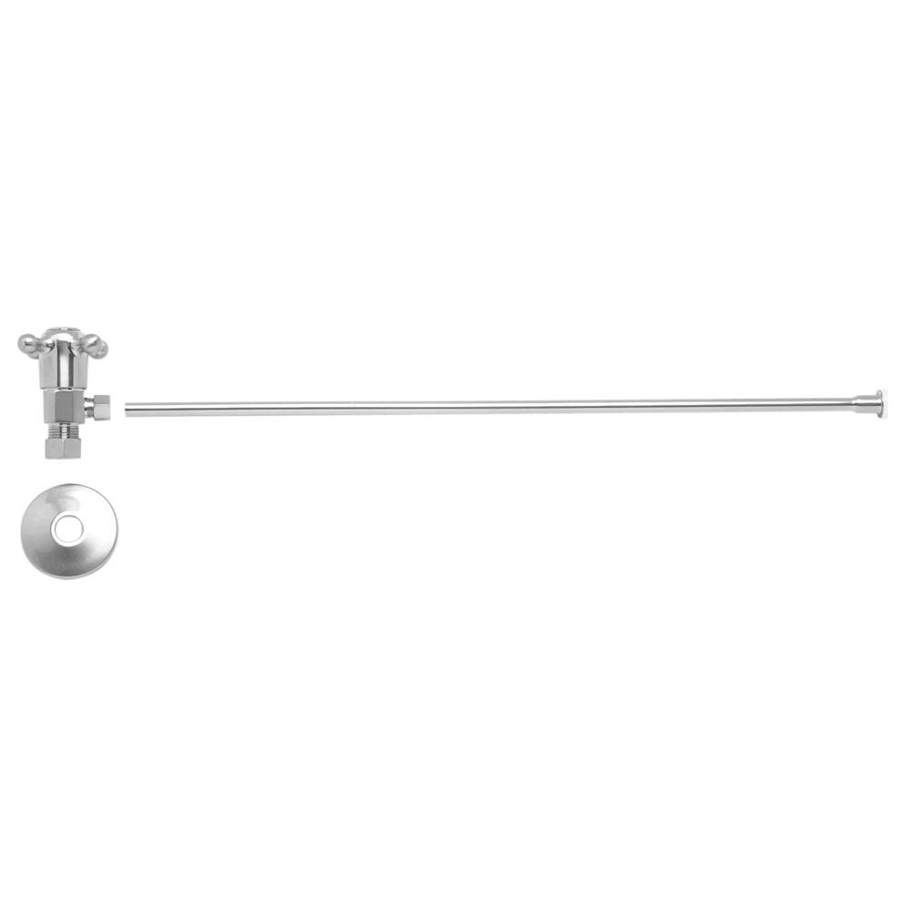 Toilet Supply Kit - Brass Cross Handle with 1/4 Turn Ceramic Disc Cartridge Valve (MT4003X-NL) - Angle, Flat Head Riser