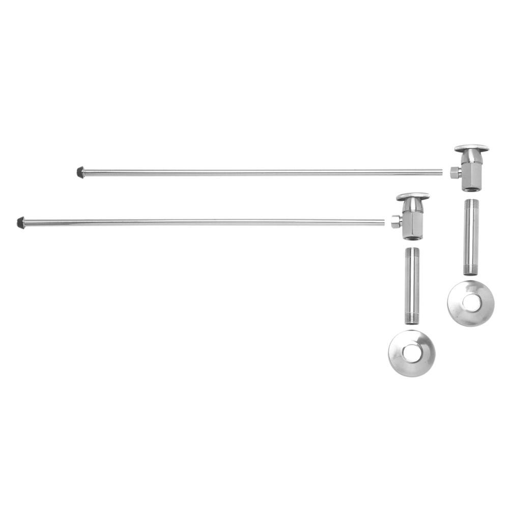 Lavatory Supply Kit - Brass Oval Handle with 1/4 Turn Ceramic Disc Cartridge Valve (MT6001-NL) - Angle, No Trap