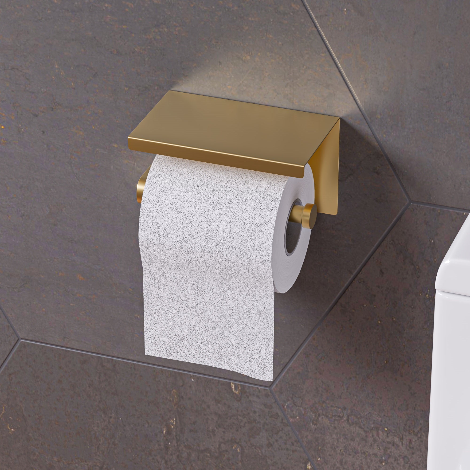 Stainless Steel Toilet Paper Holder With Shelf