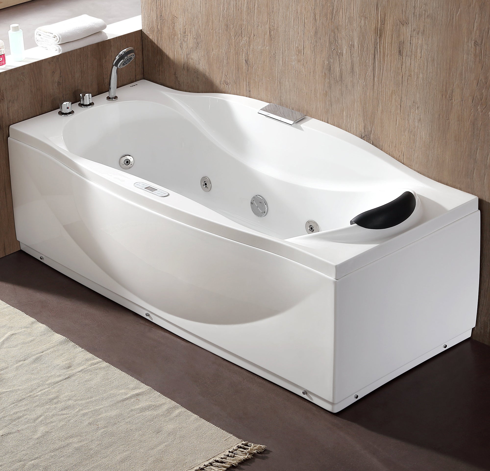 Drain Acrylic White Whirlpool Bathtub W Fixtures