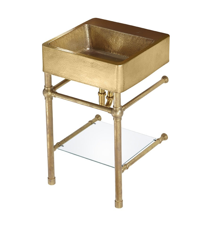 Thompson Traders PV-3420ASG Zacatecas Vanities & Pedestals Sink in Satin Brass (Hammered)

*Includes glass shelf*