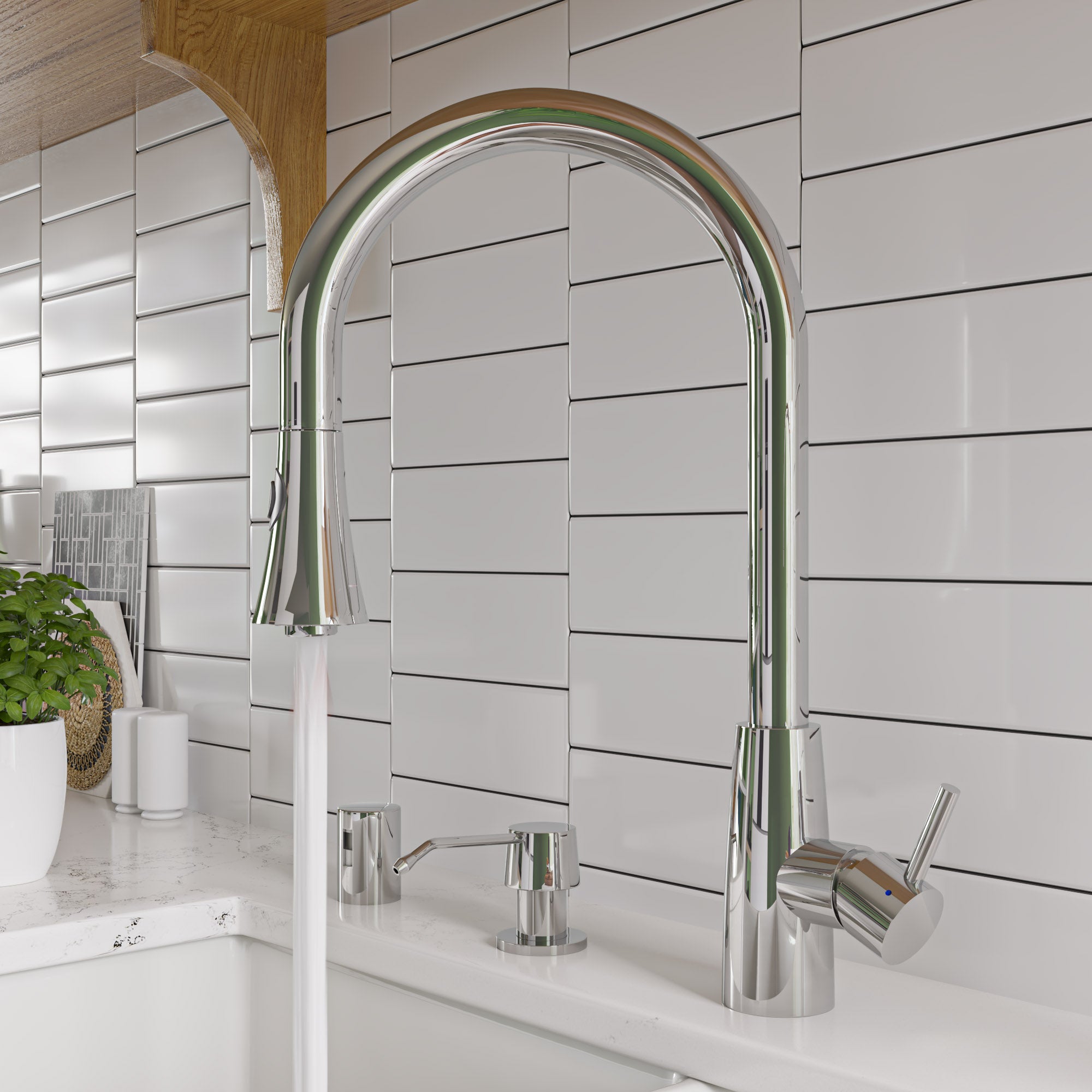 Steel Pull Down Single Hole Kitchen Faucet