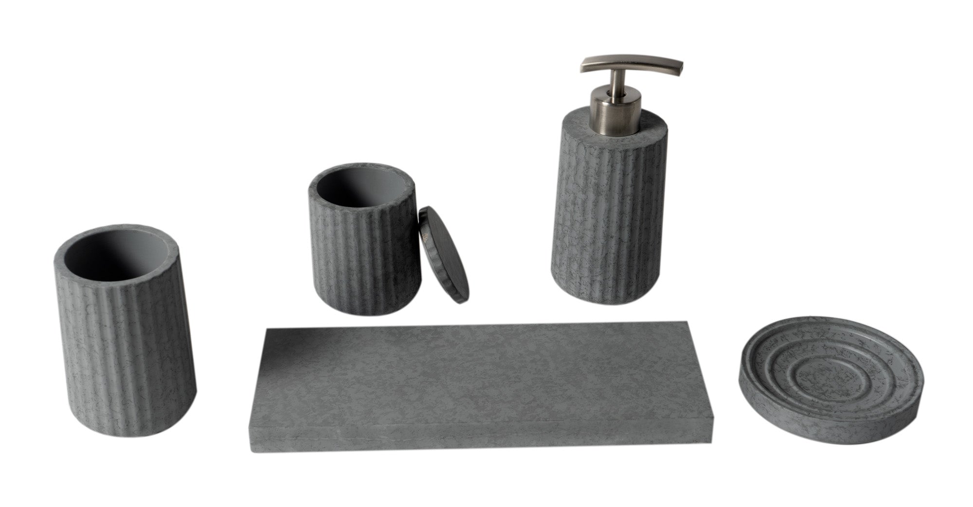 Concrete Gray Matte Bathroom Accessory Set