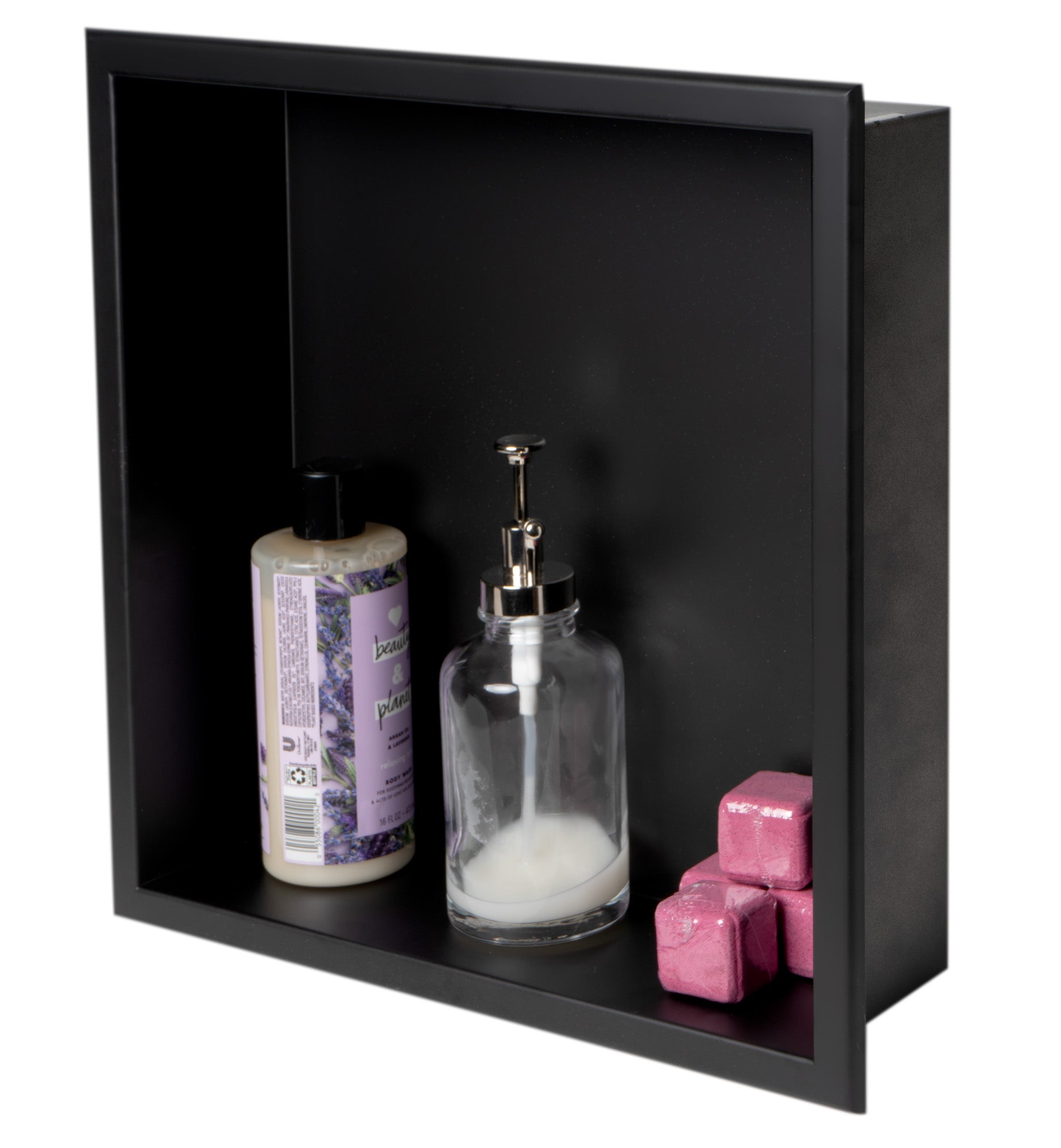 Black Matte Stainless Steel Square Single Shelf Bath Shower