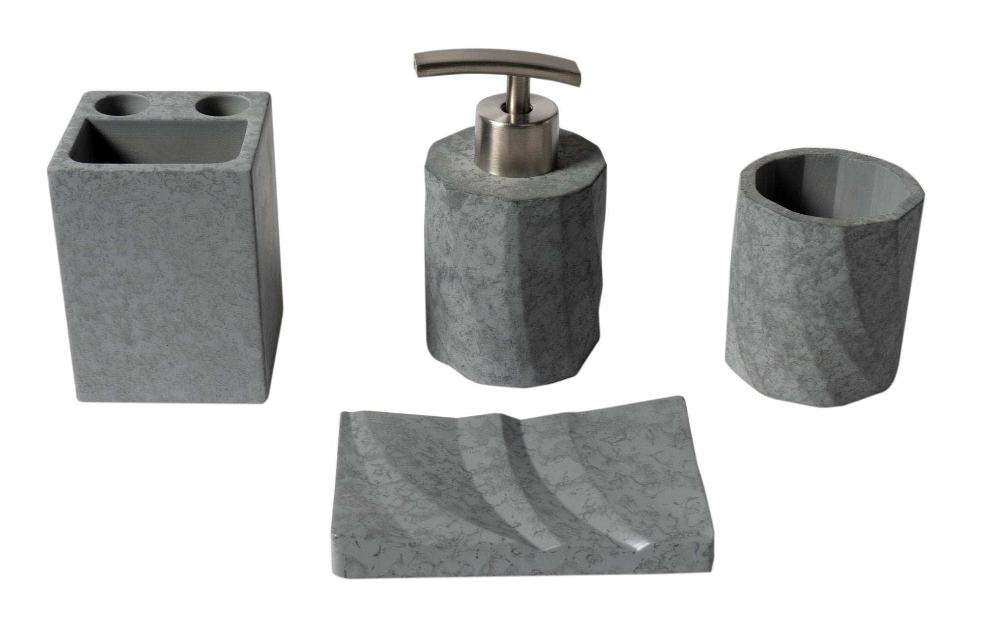 Concrete Gray Matte Bathroom Accessory Set
