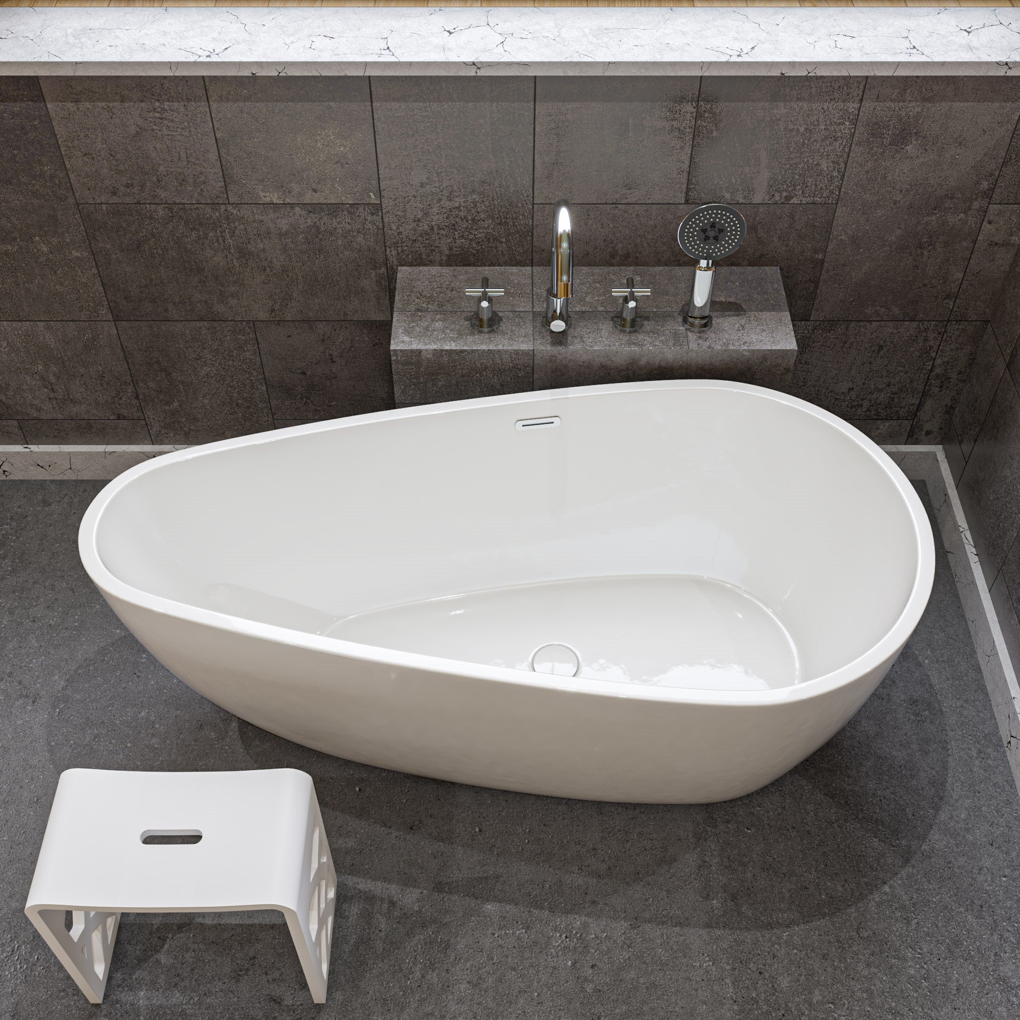 Oval Acrylic Free Standing Soaking Bathtub