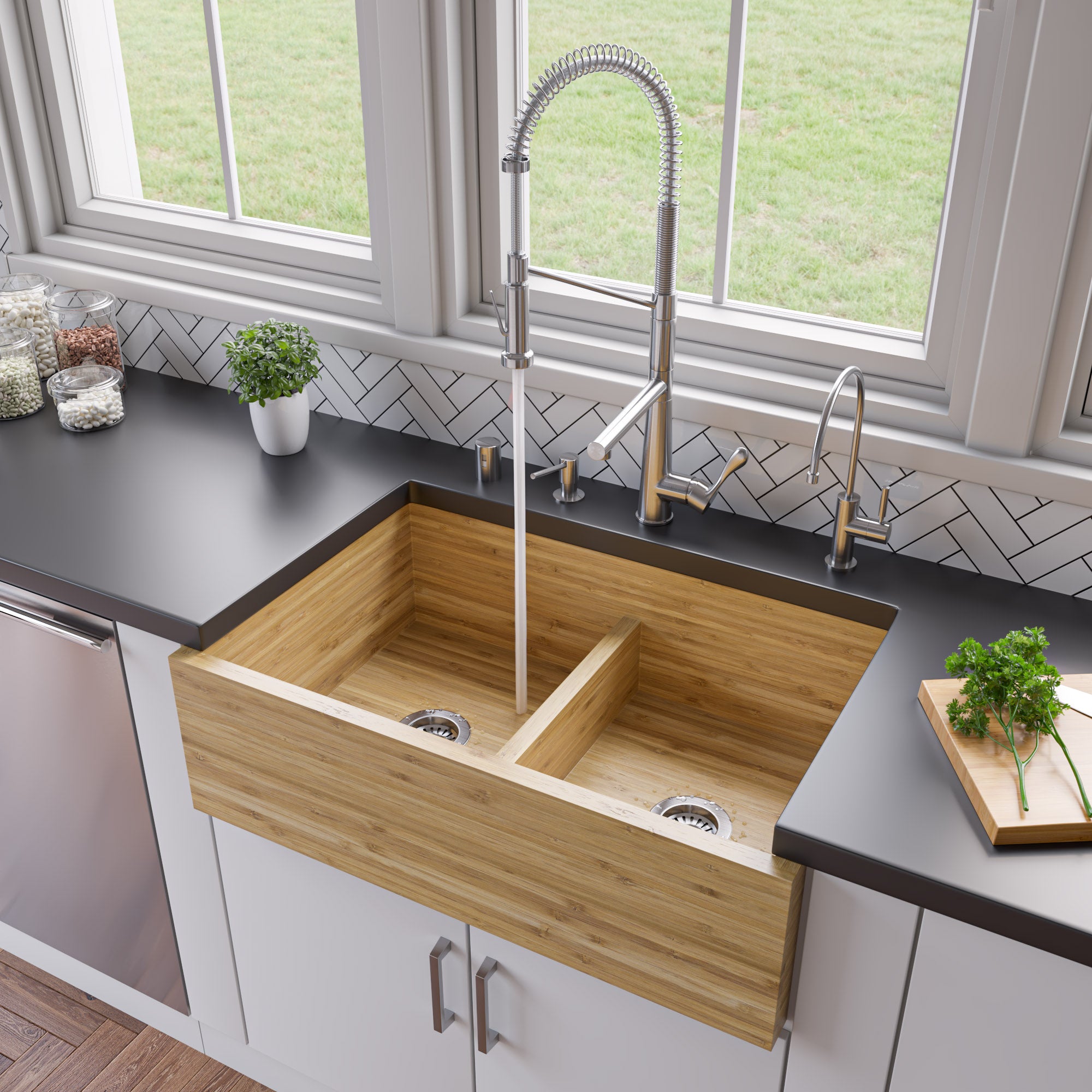 Bamboo Kitchen Farm Sink