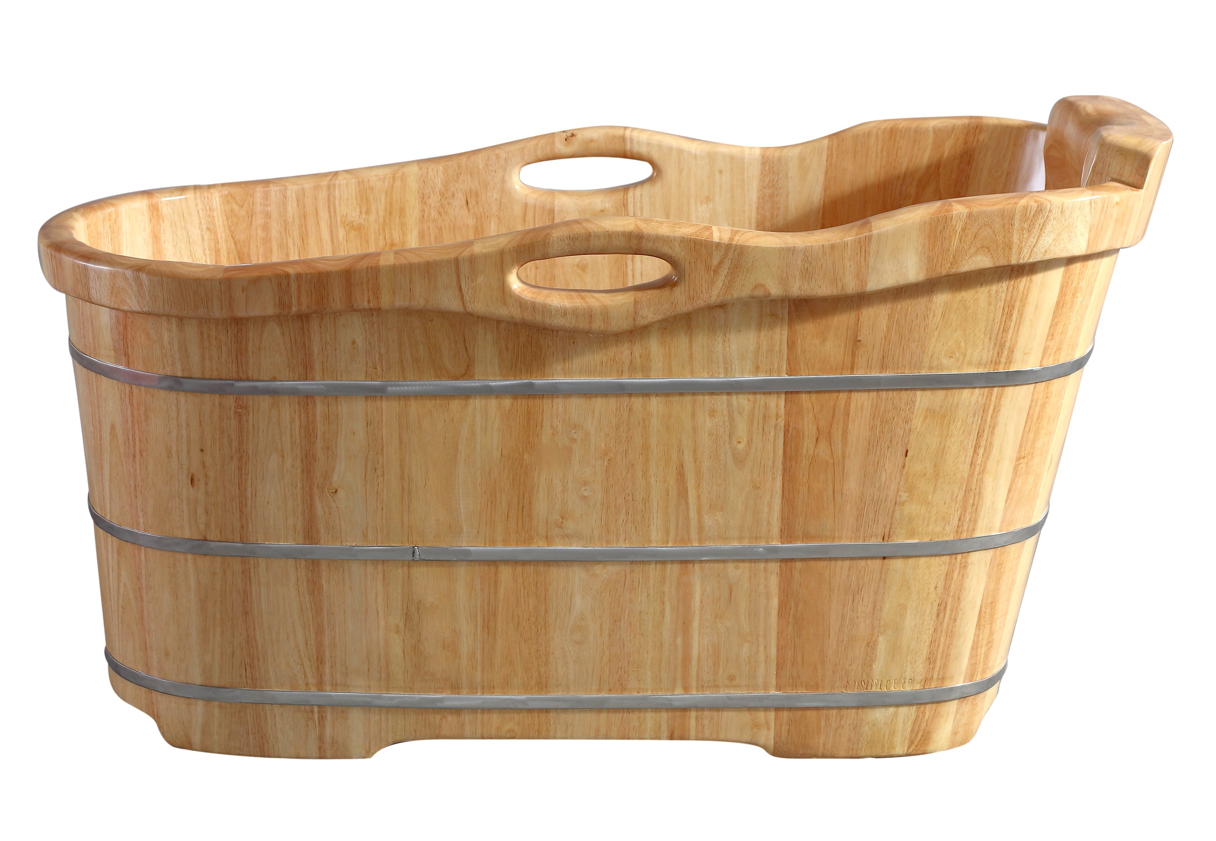 Rubber Wooden Soaking Bathtub With Headrest