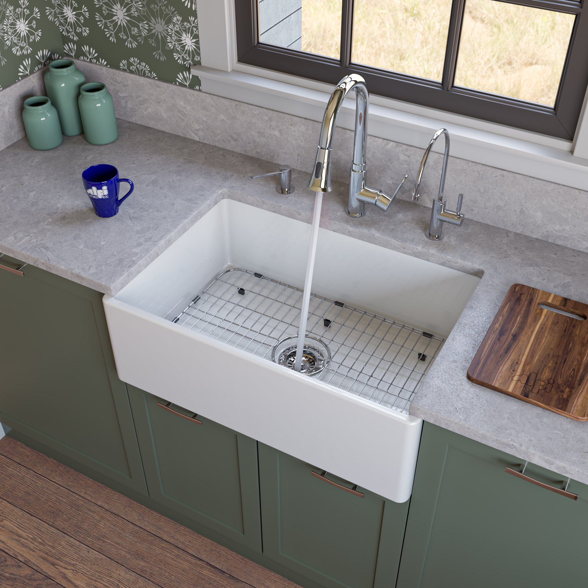 Smooth Apron Fireclay Farmhouse Kitchen Sink
