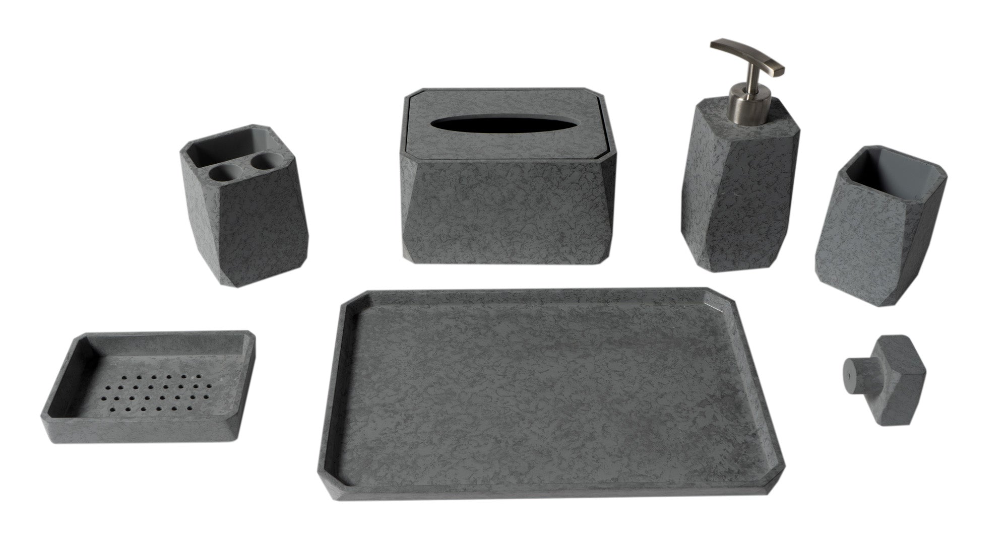 Concrete Gray Matte Bathroom Accessory Set