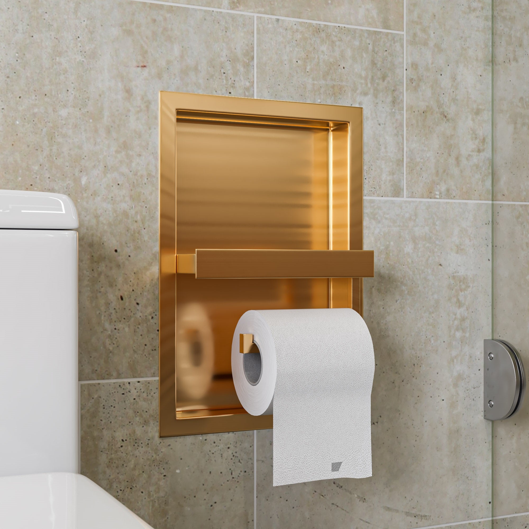 Stainless Steel Recessed Toilet Paper Holder Niche