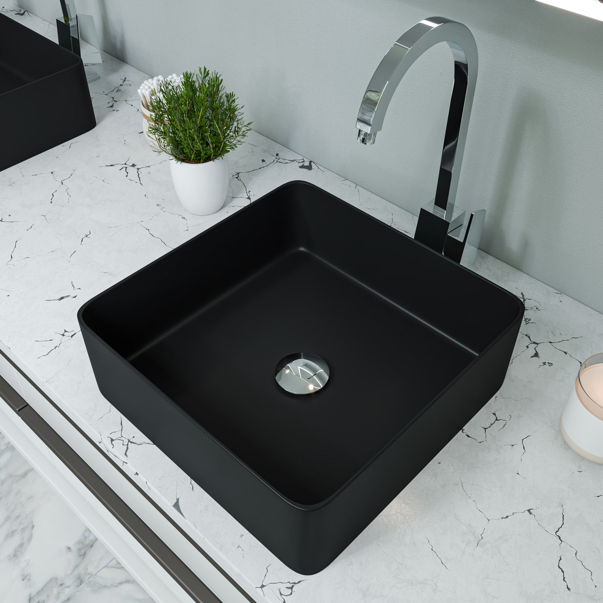 Modern Square Above Mount Ceramic Sink