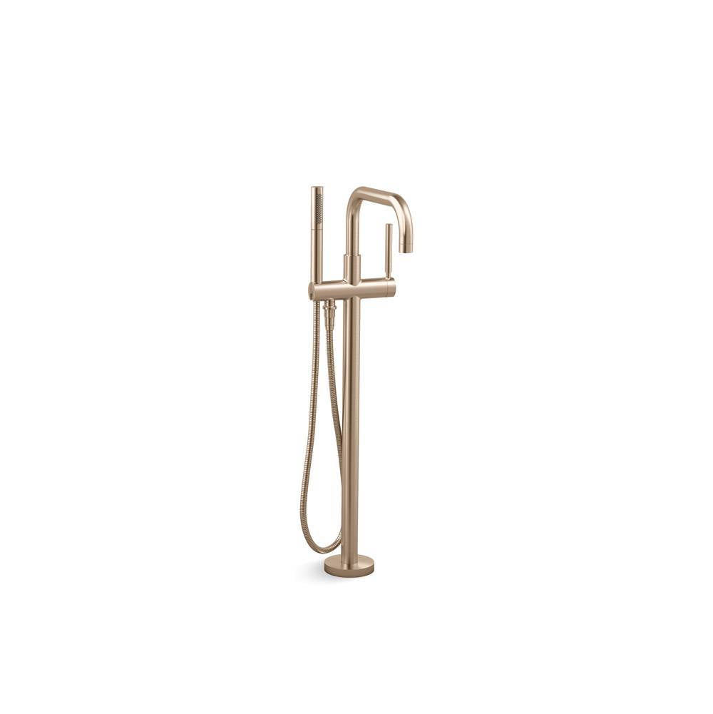 Purist  Floor-mount bath filler trim with handshower
