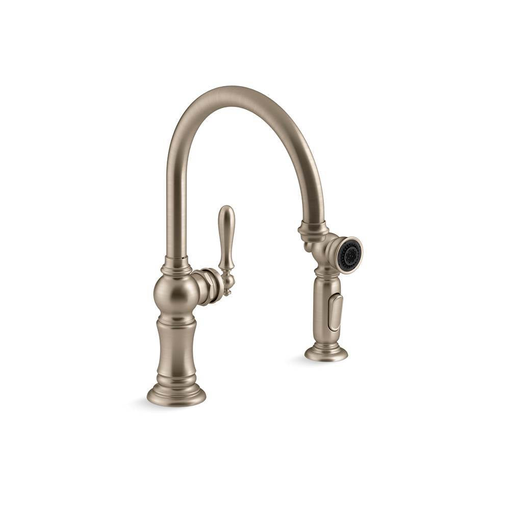 Artifacts  Single-handle kitchen sink faucet with two-function sprayhead