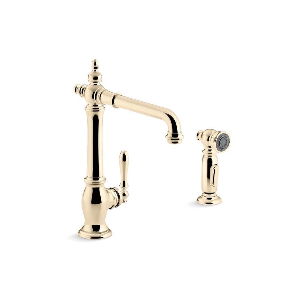 Artifacts  Single-handle kitchen sink faucet with side sprayer