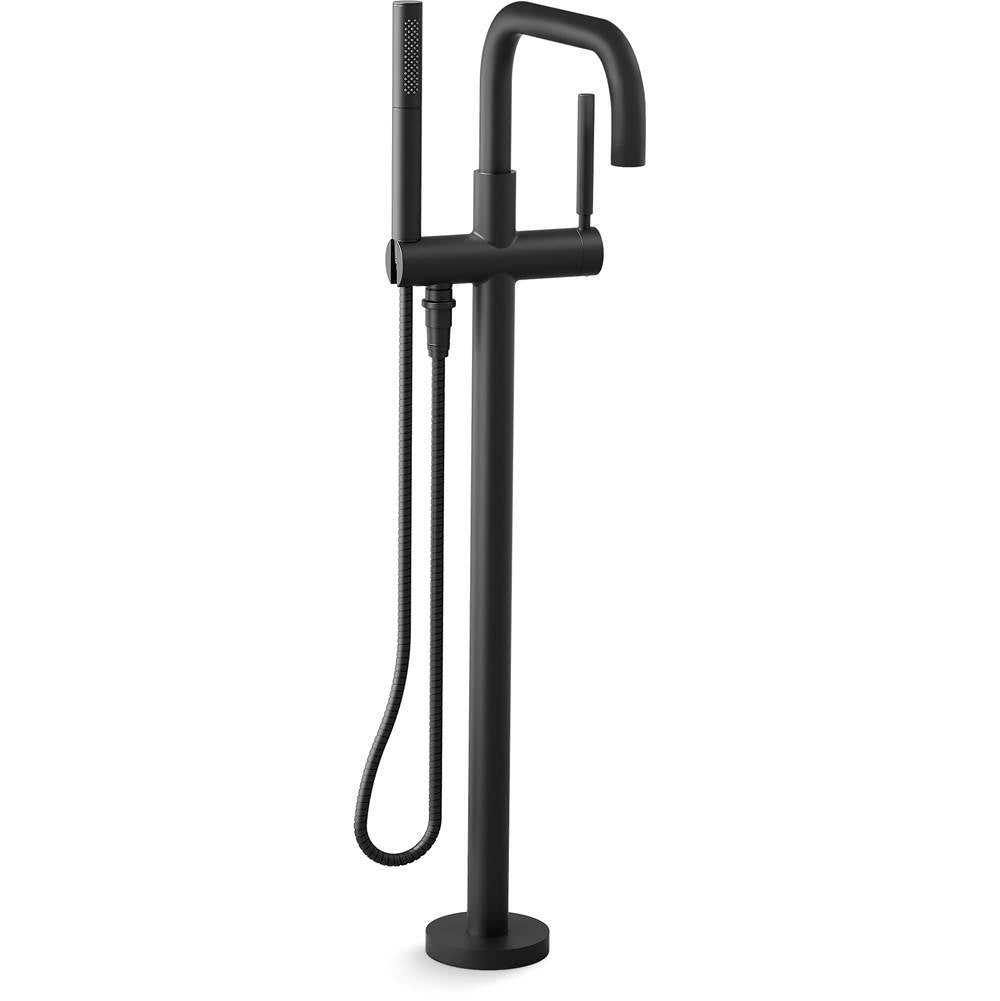 Purist  Floor-mount bath filler trim with handshower