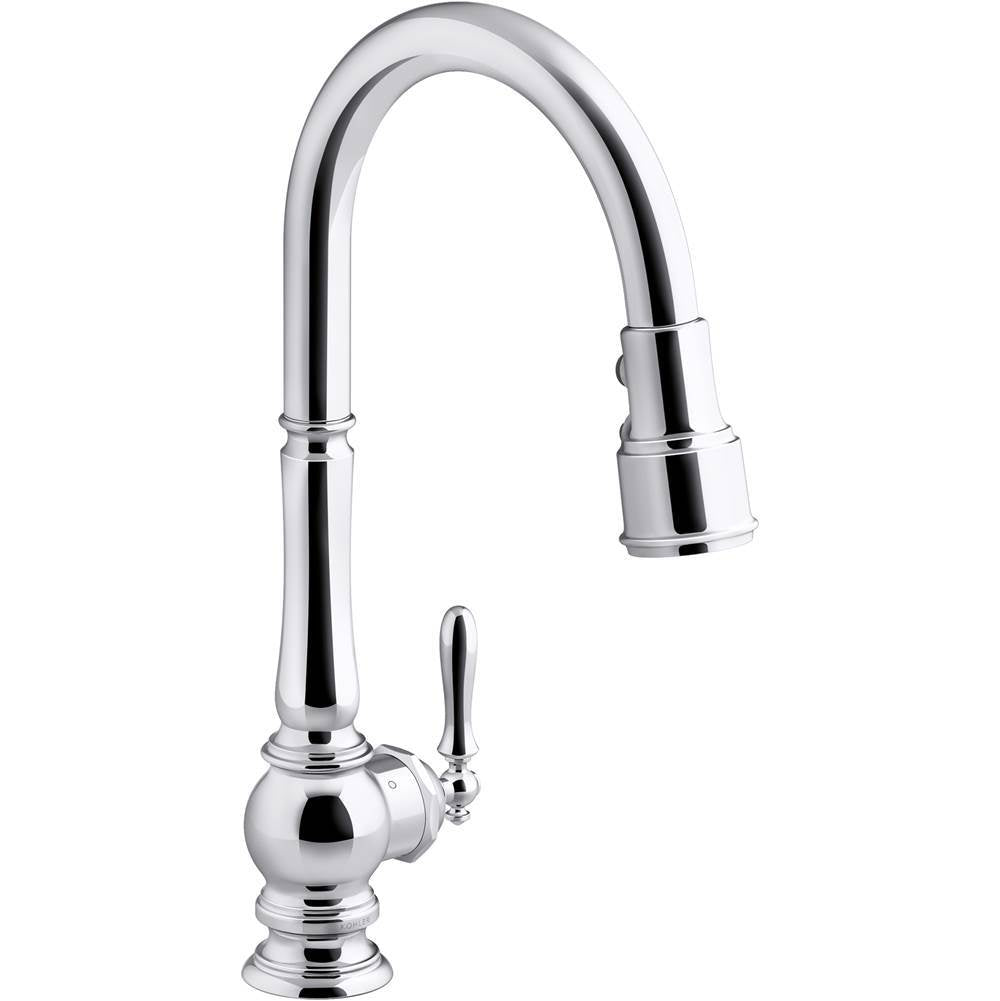 Artifacts  Touchless pull-down kitchen sink faucet with KOHLER  Konnect and three-function sprayhead