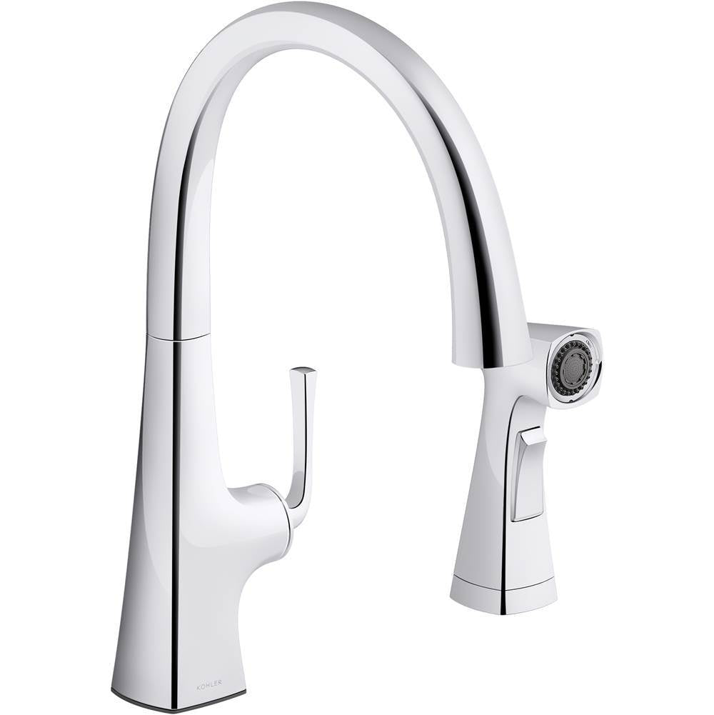 Graze  Single-handle kitchen sink faucet with two-function side sprayer