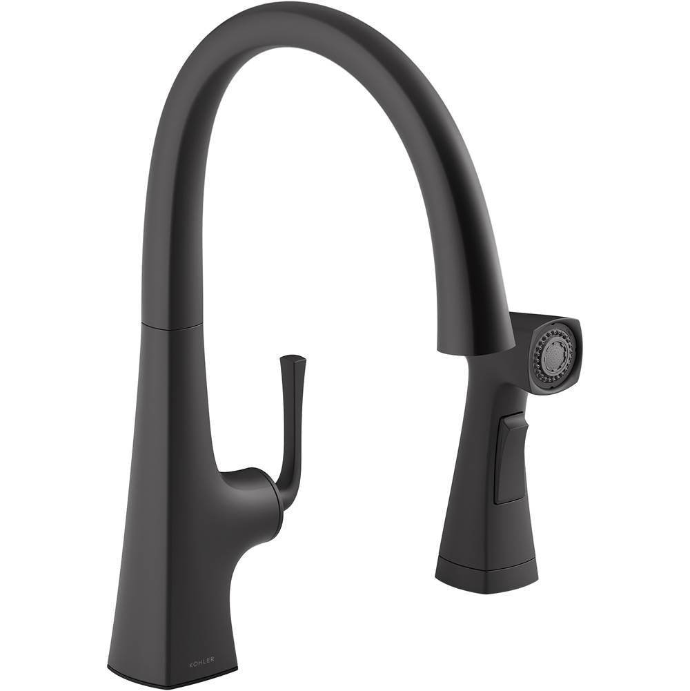Graze  Single-handle kitchen sink faucet with two-function side sprayer