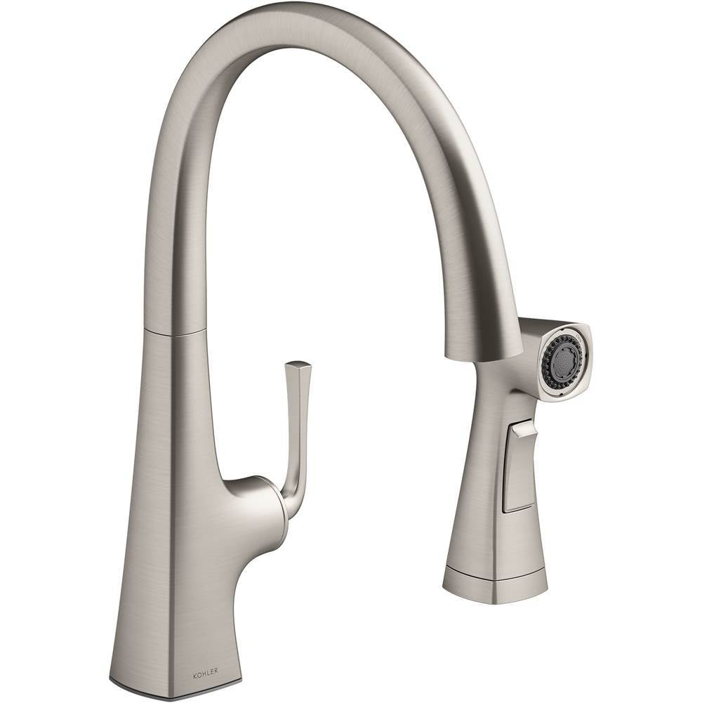 Graze  Single-handle kitchen sink faucet with two-function side sprayer